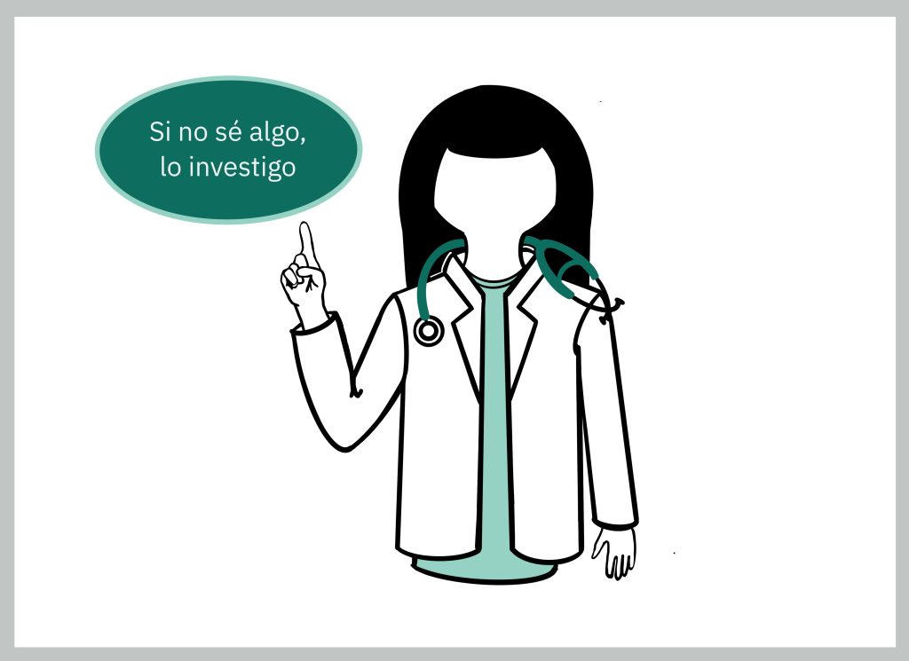 médico diciendo: si no sé algo, lo investigo